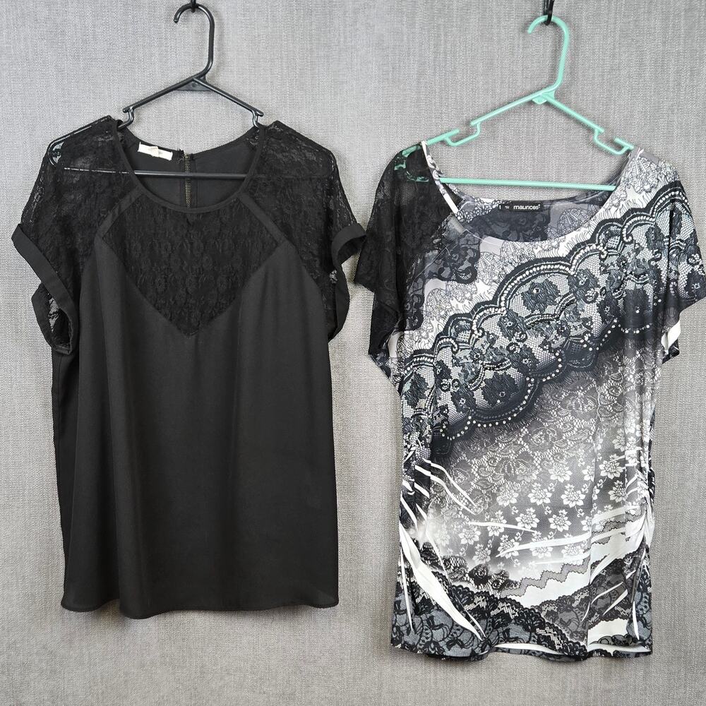 Maurices Women's Tops Lot of 2 Flawed Short Sleeve Blouses Size 1 1X
